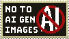 Black background, white text saying "NO TO AI GEN IMAGES".